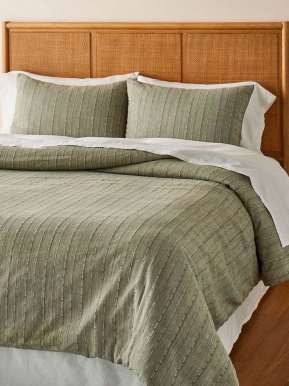 3pc Stripe Duvet Cover Set - Sage Green